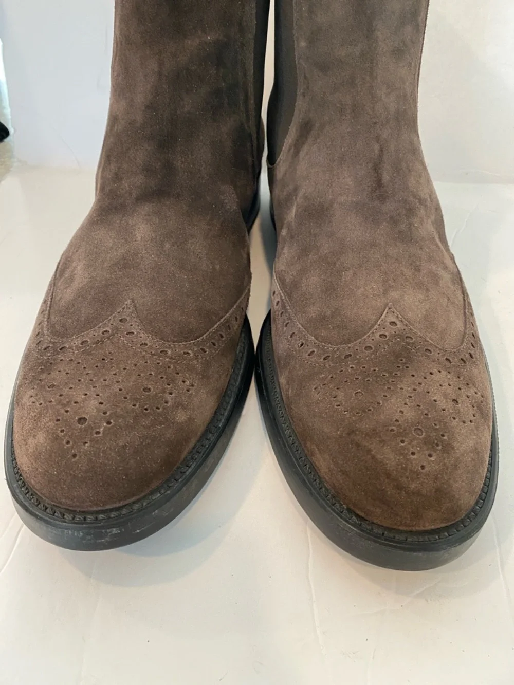 Tod’s Men's Dark Brown Suede Wingtip Chelsea Boots